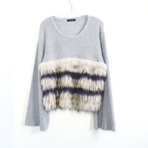 Macy McCoy knit real fur detail rabbit sweater extra long sleeve cozy oversized